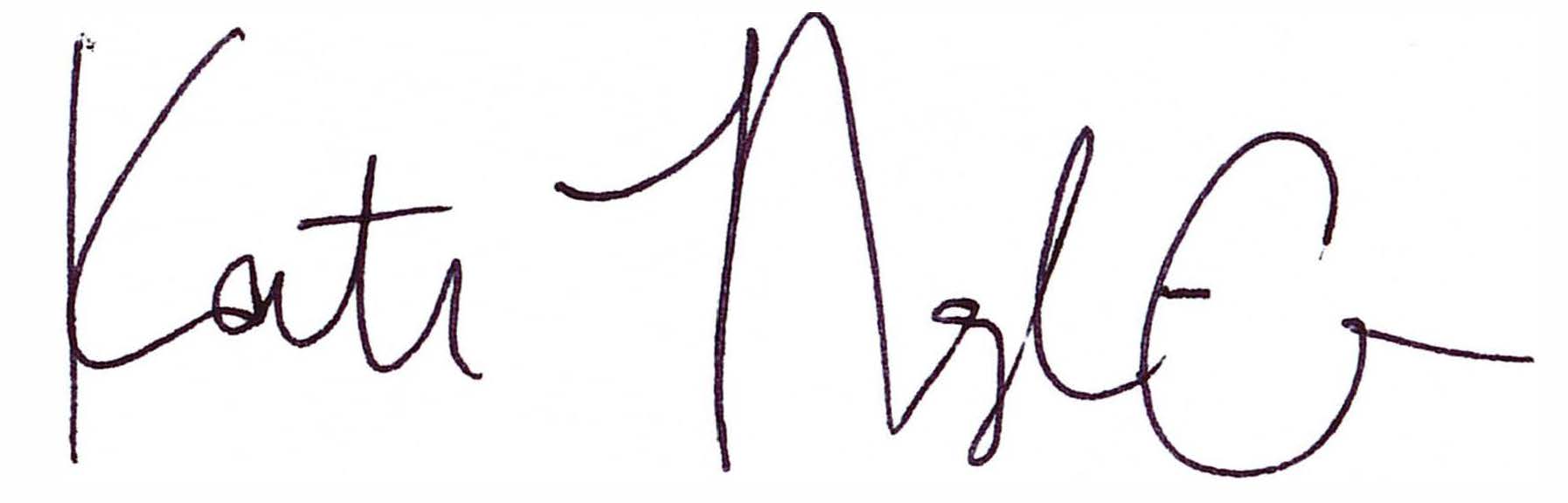 kate's handwritten signature